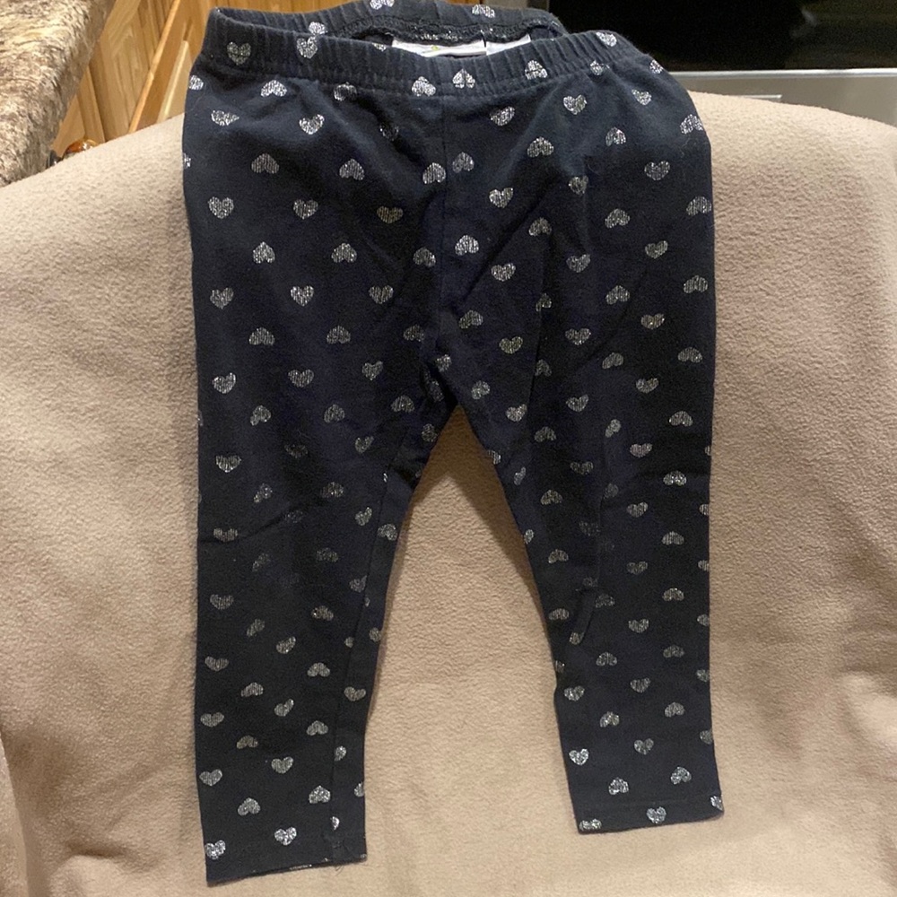 Black glitter heart pants